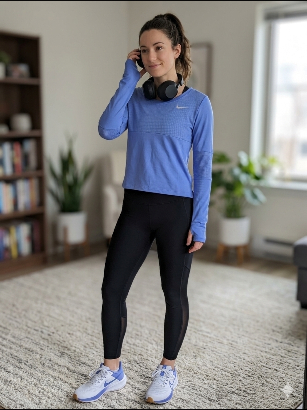 Nike Long Sleeve Active Top | Dri‑Fit Athletic Pullover | Blue Performance Shirt